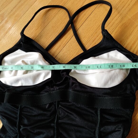 Vintage YSL Swimsuit Sz 14 Yves Saint Laurent Black Ruched 1 Piece Bathing Suit - Picture 8 of 16